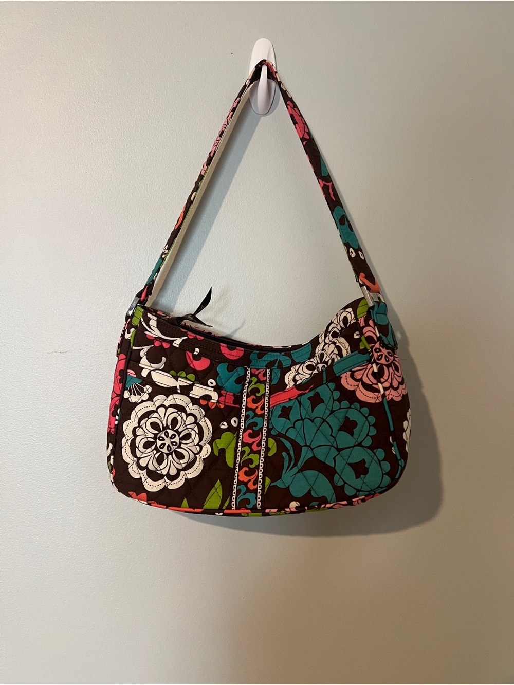 Vera Bradley Lola Floral Quilted Shoulder Bag in Brown and Teal - Fall 2013